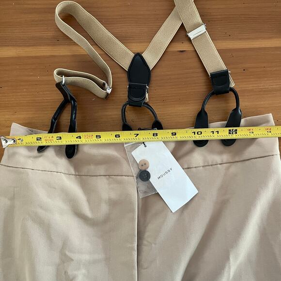 Moussy Women's High Waisted Kaki Suspender Cropped Pants Size 1 - Small - Picture 8 of 10